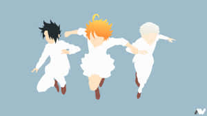 Emma, Ray And Norman - The Three Heroes Of The Promised Neverland Wallpaper