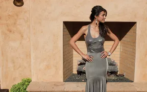 Emmanuelle Chriqui Striking A Pose In A Captivating Photoshoot Wallpaper