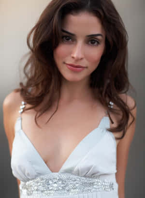 Emmanuelle Vaugier Posing Elegantly In A Black Outfit Wallpaper