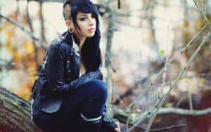 Emo Girl In Autumn Forest.jpg Wallpaper