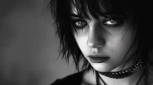 Emo Girl Portrait Blackand White Wallpaper