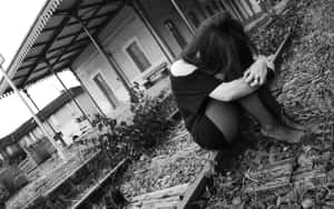 Emo Girl Solitude Train Tracks Wallpaper