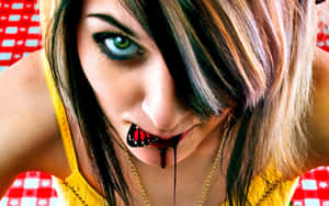 Emo Girlwith Piercingand Colorful Background Wallpaper