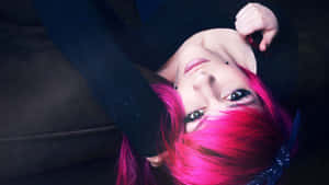 Emo Girlwith Pink Hair Wallpaper