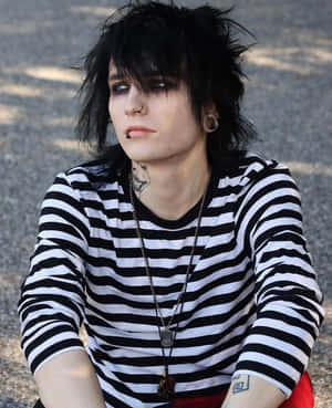 Emo Styled Individual Striped Shirt Wallpaper