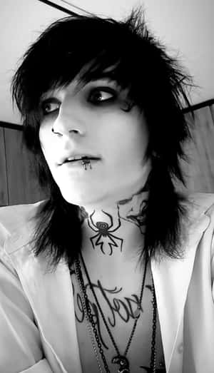 Emo Styled Portrait Blackand White Wallpaper