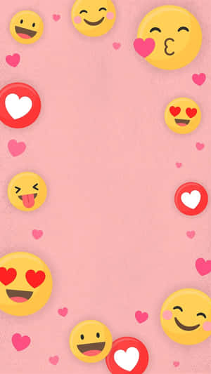 Emoji Love Pattern Pink Background Wallpaper