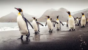Emperor_ Penguins_on_ Shoreline Wallpaper