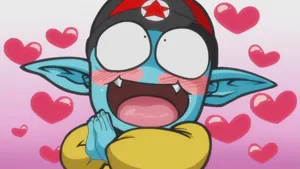 Emperor Pilaf Blushing With Hearts Background Wallpaper