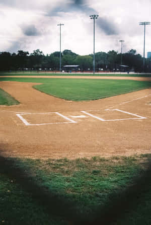 Empty Baseball Diamond Cloudy Sky Wallpaper