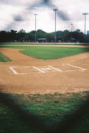 Empty Baseball Diamond Cloudy Sky Wallpaper