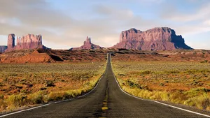 Empty Road To Monument Valley Wallpaper