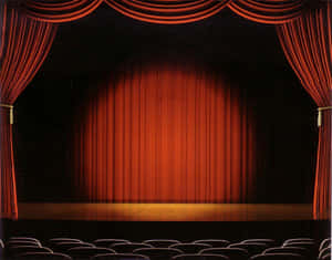 Empty Theater Stage Spotlight In Cartoon Style Wallpaper
