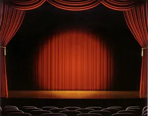 Empty Theater Stage Spotlight In Cartoon Style Wallpaper
