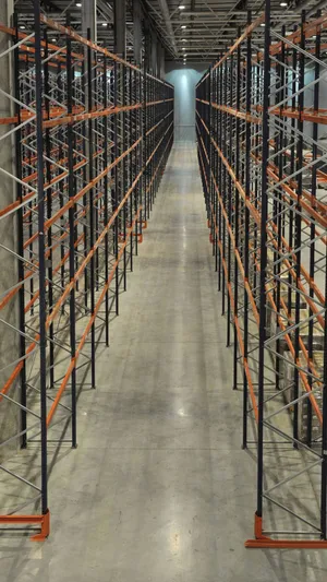 Empty Warehouse Aisles Wallpaper