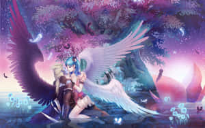 Enchanted_ Angel_ Embrace_ Anime_ Artwork Wallpaper