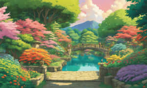 Enchanted_ Anime_ Garden_ Bridge Wallpaper