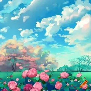 Enchanted_ Anime_ Garden_ Scene Wallpaper