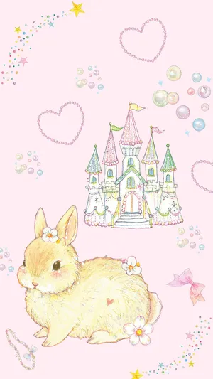 Enchanted Bunny Castle Fantasy Wallpaper