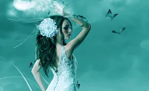 Enchanted Butterfly Dress Woman Wallpaper