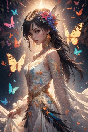 Enchanted Butterfly Queen Fantasy Art Wallpaper
