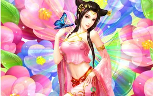Enchanted Butterfly Woman Fantasy Wallpaper