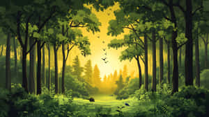 Enchanted Cartoon Forest Wallpaper