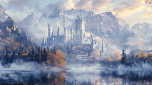 Enchanted_ Castle_ Amidst_ Misty_ Mountains.jpg Wallpaper