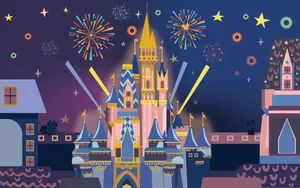Enchanted Castle Fireworks Celebration Wallpaper