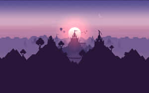 Enchanted_ Castle_ Sunset_ Background Wallpaper