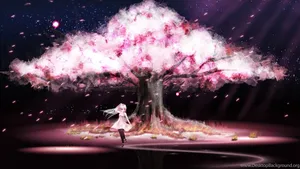 Enchanted Cherry Blossom Night Anime Wallpaper