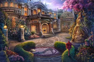 Enchanted_ Estate_ Garden_ Fantasy Wallpaper