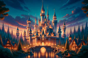 Enchanted Fairytale Castleat Twilight Wallpaper