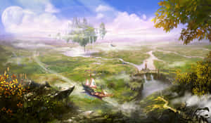 Enchanted_ Floating_ Castle_ Landscape Wallpaper