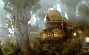 Enchanted Forest Castle Artwork Wallpaper