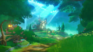 Enchanted Forest Castle Sunrays Wallpaper