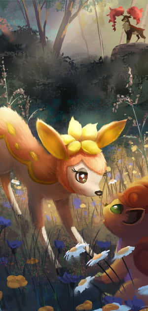 Enchanted Forest Deerlingand Sawsbuck Wallpaper