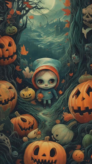 Enchanted Forest Halloweeni Phone Wallpaper Wallpaper