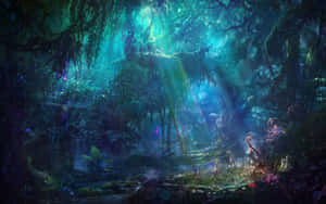 Enchanted Forest Illuminated By Sunlight Wallpaper