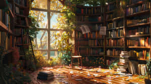 Enchanted Forest Library Sunlight Wallpaper