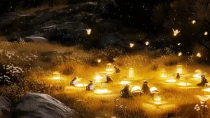 Enchanted Forest Lightning Bugs Wallpaper