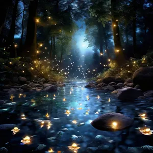 Enchanted Forest Lightning Bugs Wallpaper