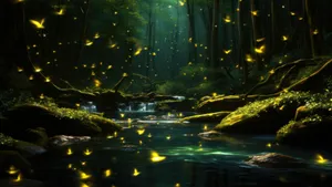 Enchanted Forest Lightning Bugs Wallpaper