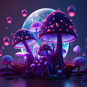 Enchanted_ Glowing_ Mushroom_ Forest_ Art Wallpaper