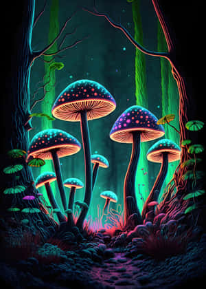 Enchanted_ Glowing_ Mushroom_ Forest_ Art Wallpaper