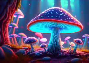 Enchanted_ Glowing_ Mushroom_ Forest_ Art Wallpaper