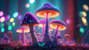 Enchanted Glowing Mushroom Forest Wallpaper