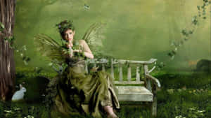 Enchanted_ Green_ Fairy_ Forest_ Scene Wallpaper