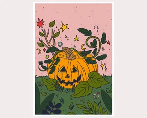 Enchanted Halloween Pumpkin Art Wallpaper