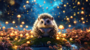 Enchanted Hedgehog Night Scene Wallpaper